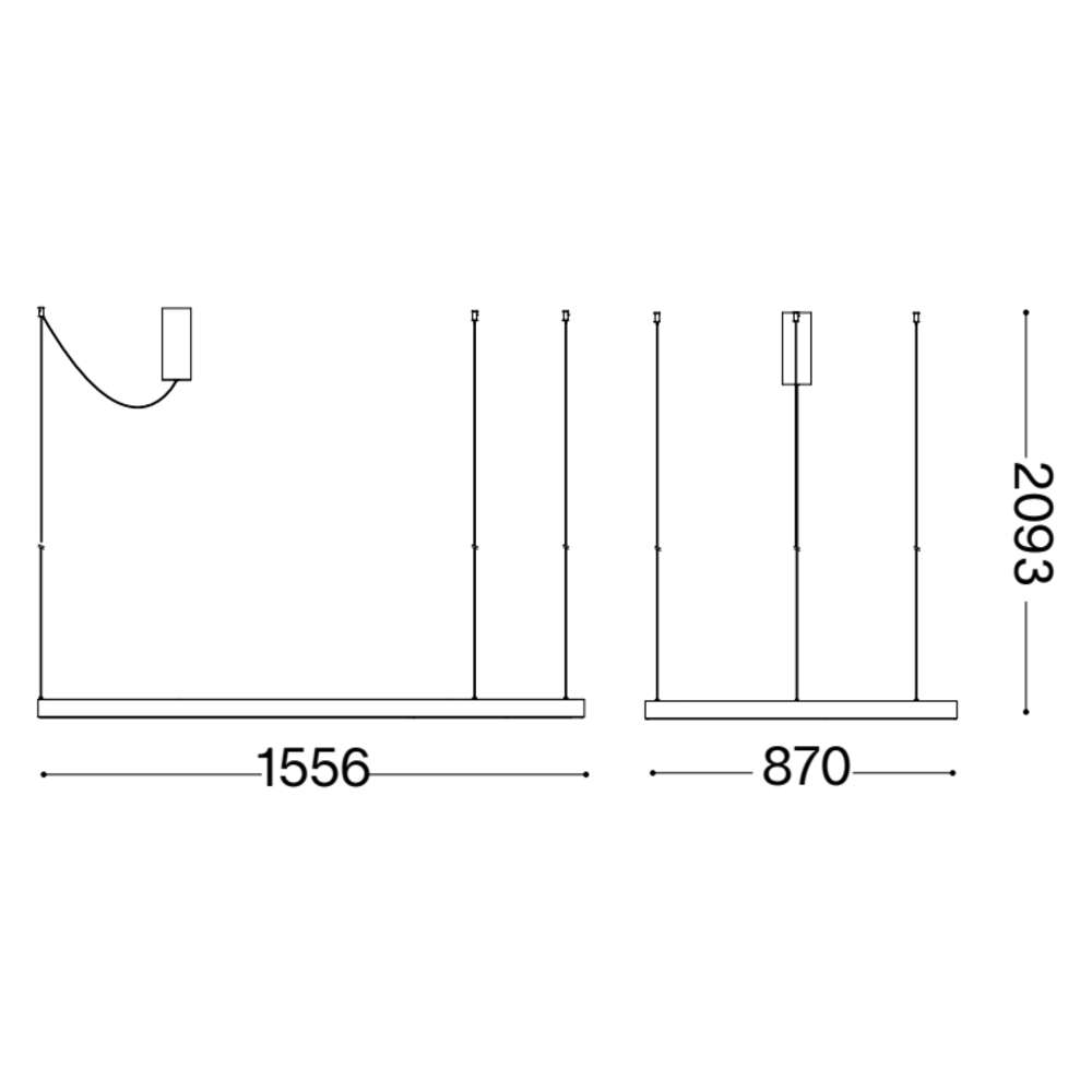 Схема с размери на LED пендел Ideal Lux Waves-3 SP 345291