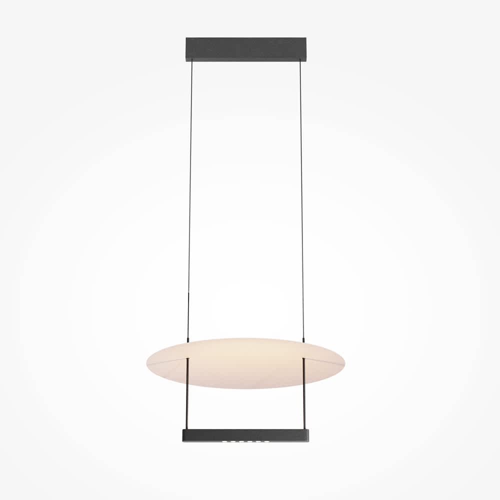 LED пендел Maytoni Ambience MOD280PL-L23B3K1 с бял кръгъл метален абажур и черен линеен светлинен модул