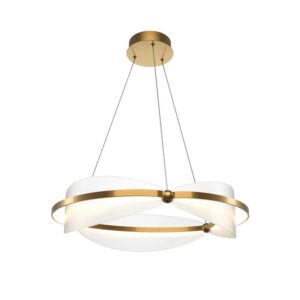 Кръгъл LED пендел Maytoni Breeze MOD281PL-L45BS3K в месингов цвят на бял фон