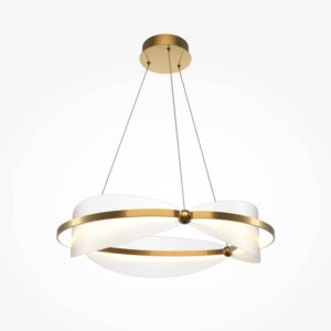 Кръгъл LED пендел Maytoni Breeze MOD281PL-L45BS3K в месингов цвят на сив фон