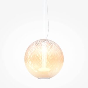 LED пендел Maytoni Bruma MOD397PL-L15CH2.7K с сферичен абажур от бяло релефно стъкло и хромирани елементи