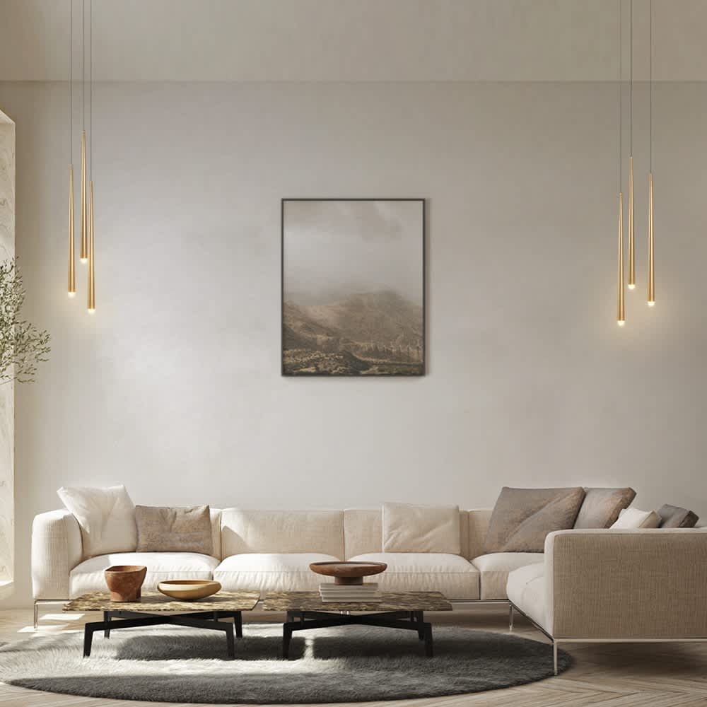Maytoni Cascade MOD132PL-L18BSK - пендели с три тръби в цвят месинг в дневна
