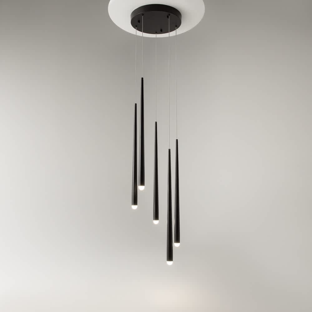 Maytoni Cascade MOD132PL-L30BK - черен пендел с пет светещи тръби