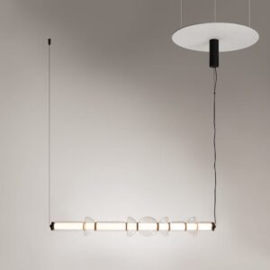 LED пендел Maytoni Cosmo MOD210PL-L39B3K в цвят черен, показан хоризонтално на сив фон