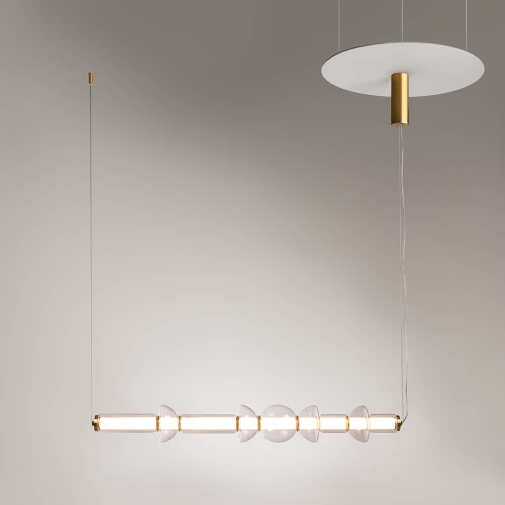 LED пендел Maytoni Cosmo MOD210PL-L39BS3K в цвят месинг, показан хоризонтално на сив фон