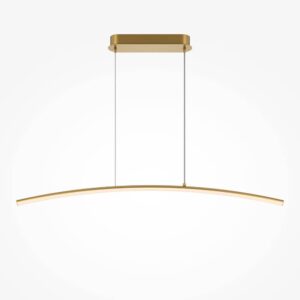 Линеен LED пендел Maytoni Curve MOD243PL-L18BSK в цвят месинг на сив фон