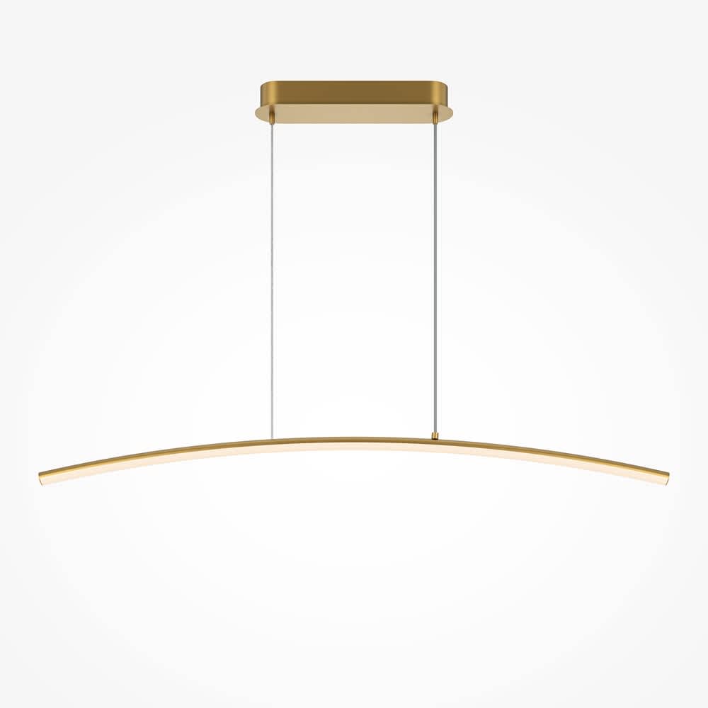 Линеен LED пендел Maytoni Curve MOD243PL-L18BSK в цвят месинг на сив фон