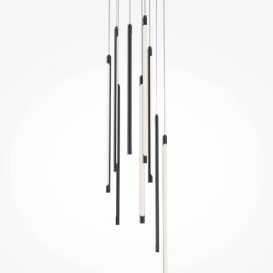 Висящите метални профили и белите дифузери на Maytoni Light stick MOD236PL-L54B3K