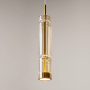 Maytoni Ordo MOD272PL-L12BS3K1 - изглед на тялото Релефното цилиндрично стъкло и металният профил на Maytoni Ordo MOD272PL-L12BS3K1