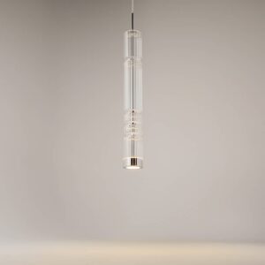 Maytoni Ordo MOD272PL-L12CH3K - изглед на тялото Релефното цилиндрично стъкло и металният профил на Maytoni Ordo MOD272PL-L12CH3K