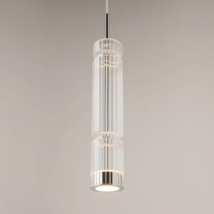 Maytoni Ordo MOD272PL-L12CH3K1 - изглед на тялото Релефното цилиндрично стъкло и металният профил на Maytoni Ordo MOD272PL-L12CH3K1