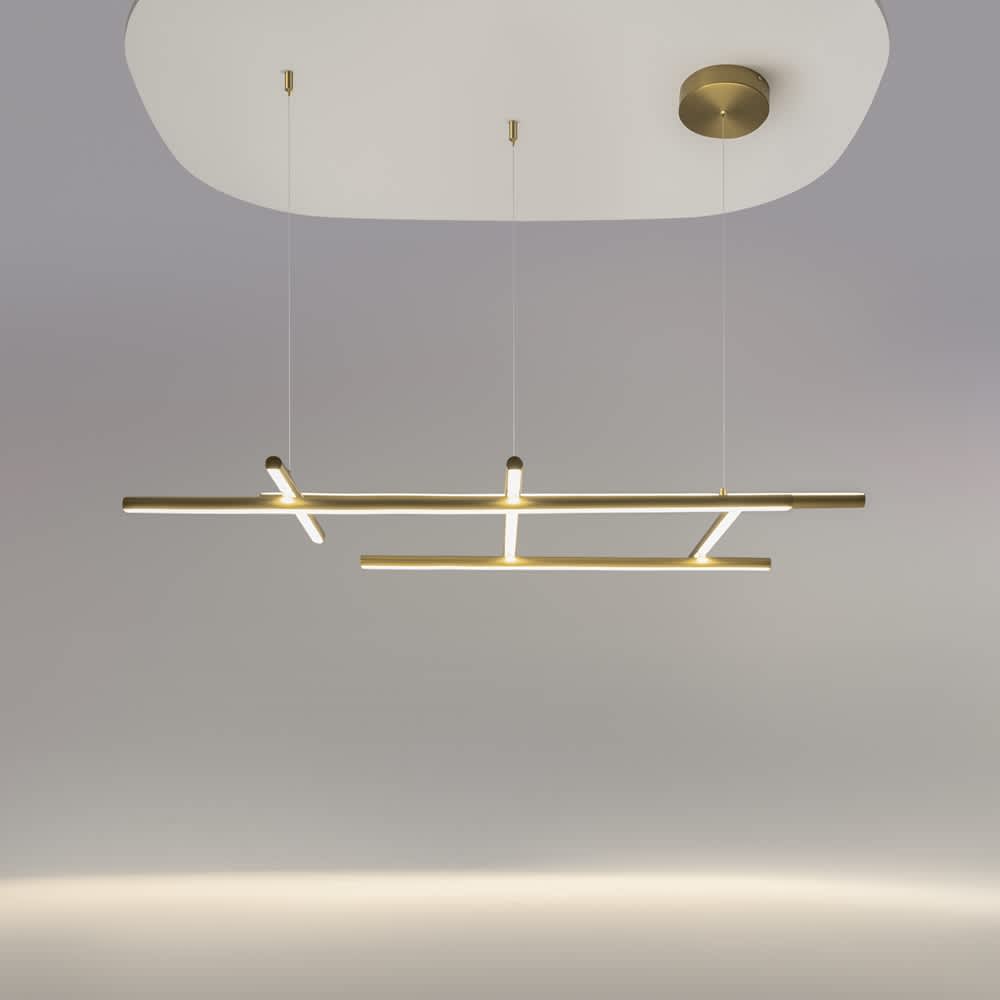 Златен LED пендел Maytoni Radiance MOD278PL-L86G3K на сив фон