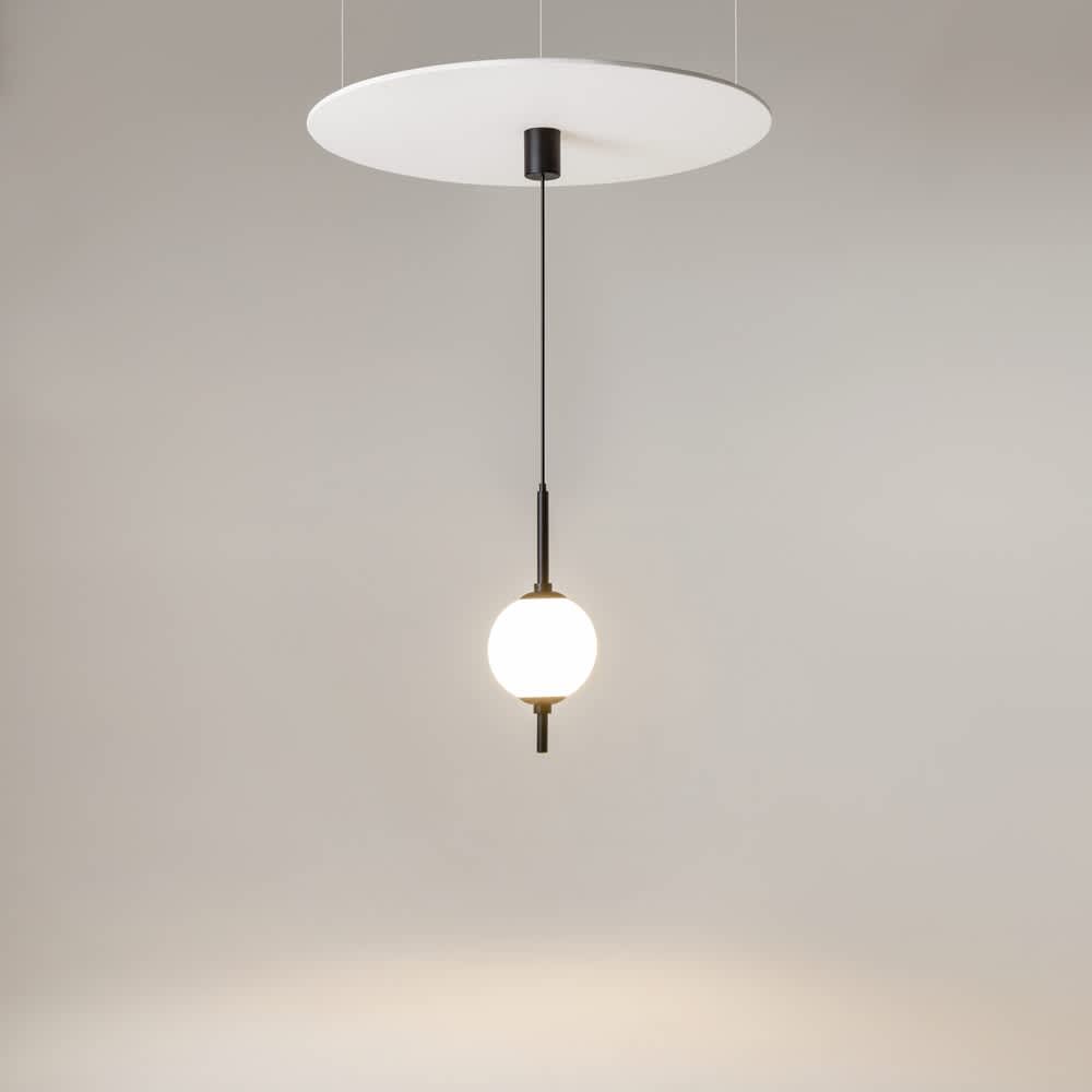 Maytoni The Sixth Sense Z020PL-L6B3K - черен LED пендел с бял сферичен плафон