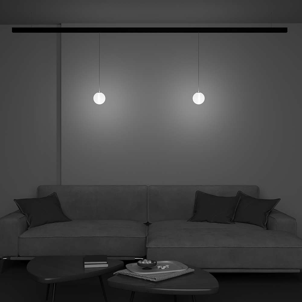 LED пендел със стъклена сфера Maytoni Exility Luna TR039-2-5W3K-1, с черен адаптер, пендели Luna в хол