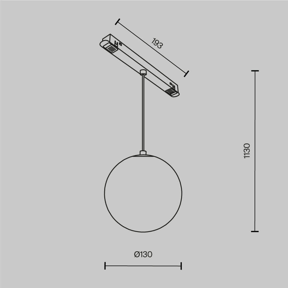 LED пендел със стъклена сфера Maytoni Exility Luna TR039-2-5W3K-W-1, бял, схема с размери