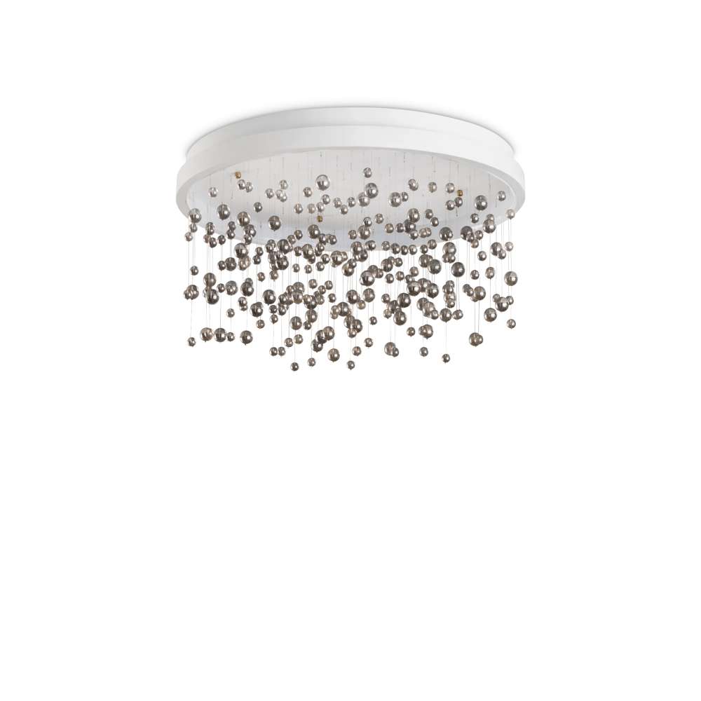 Кръгъл LED плафон Ideal Lux Armony PL D60 315805 с бяла метална основа и висящи стъклени сфери
