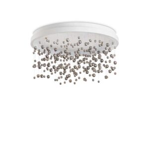 Кръгъл LED плафон Ideal Lux Armony PL D75 315812 с бяла метална основа и висящи стъклени сфери