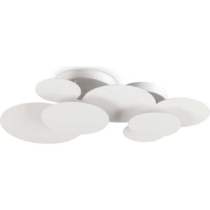 Бял LED плафон Ideal Lux Cloud PL D74 285207 с кръгли метални елементи, разположени на различни нива