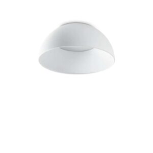 Бял LED плафон Ideal Lux Corolla-1 PL 297149 с куполообразно метално тяло Ø35 см и опалов дифузер