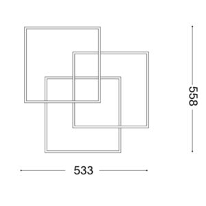 Схема с размери на плафон Ideal Lux Frame PL Quadrato 341316
