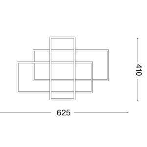 Схема с размери на плафон Ideal Lux Frame PL Rettangolo 341323