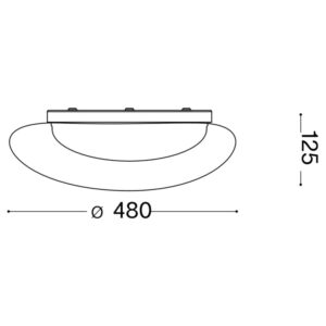 Ideal Lux Squish 332413 - схема с размери Размерна схема на Ideal Lux Squish 332413 - дължина 48 см, широчина 43,2 см и височина 12,5 см