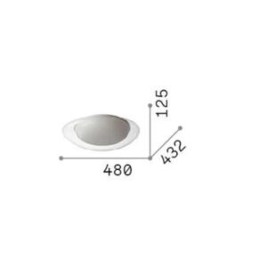 Размерна схема на Ideal Lux Squish 332413 - дължина 48 см, широчина 43,2 см и височина 12,5 см