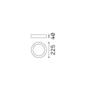 Размерна схема на Ideal Lux Universal 138602 - диаметър 22,5 см и височина 4 см