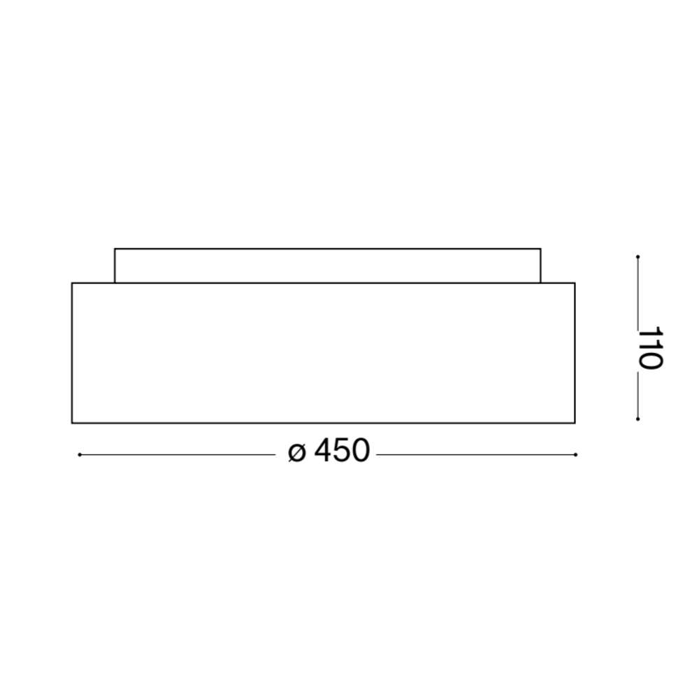 Схема с размери на Ideal Lux Ziggy PL D45 293783 с диаметър 45 см и височина 11 см