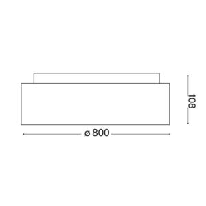 Схема с размери на Ideal Lux Ziggy PL D80 317908 с диаметър 80 см и височина 10,8 см