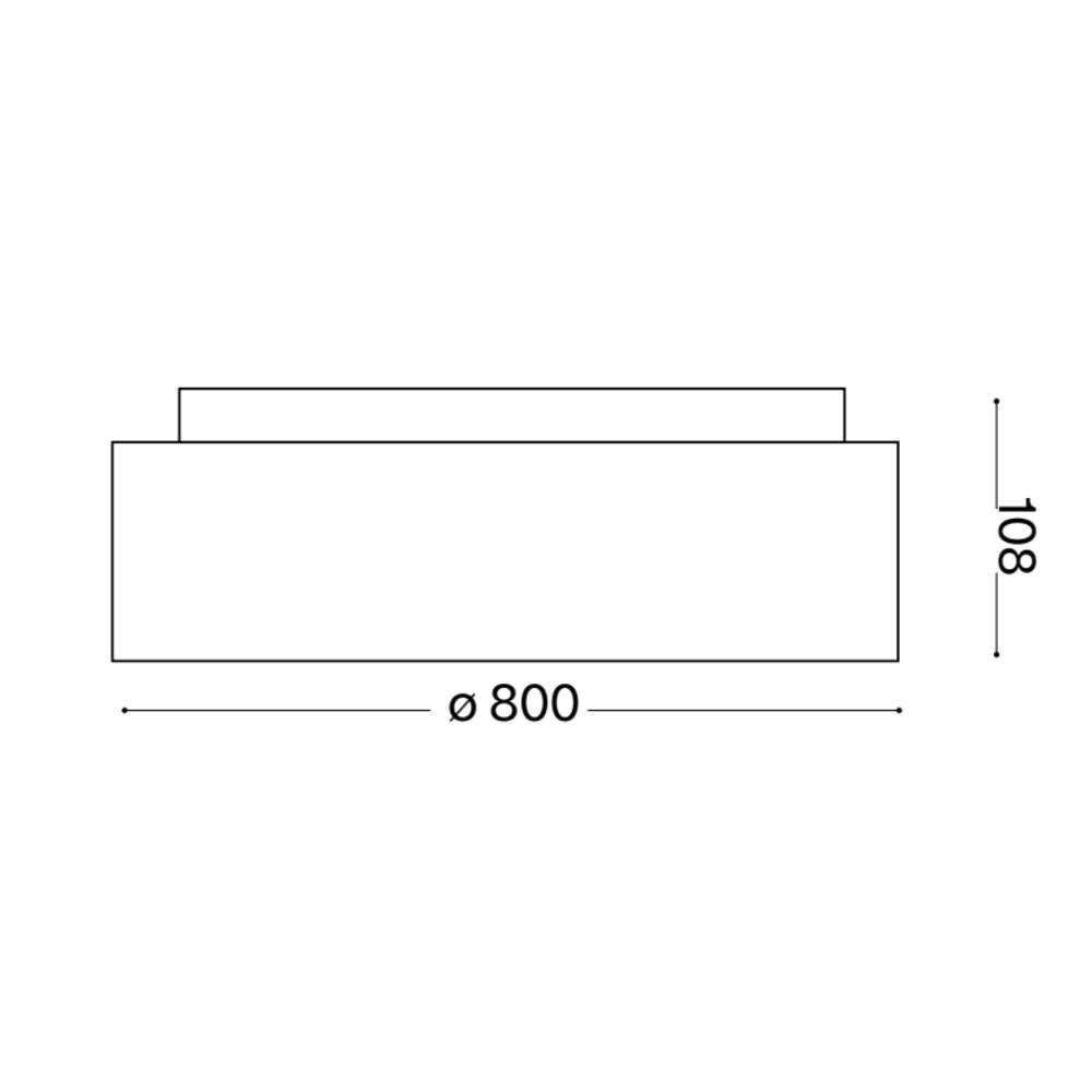 Схема с размери на Ideal Lux Ziggy PL D80 321615 с диаметър 80 см и височина 10,8 см