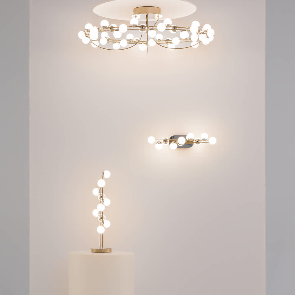 Плафон Maytoni Tessara MOD081CL-L48G3K с аплик и настолна лампа Tessara в студийна композиция