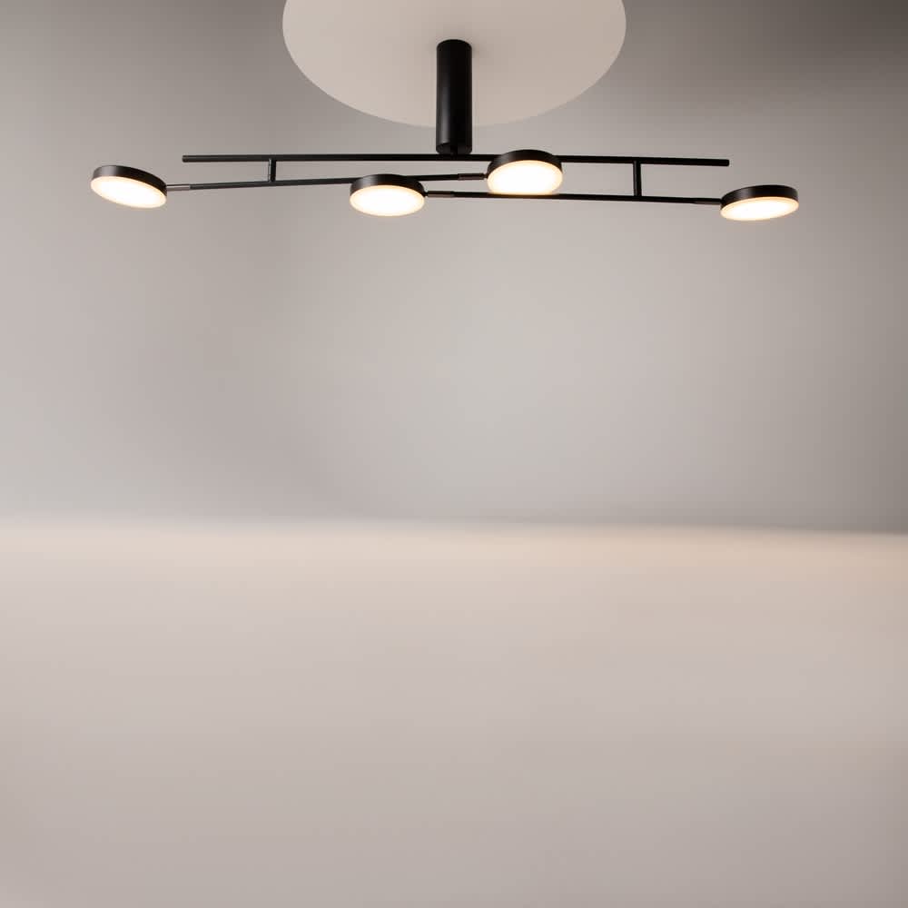 Maytoni Fad MOD070CL-L30B3K - черен полилей с четири светещи диска