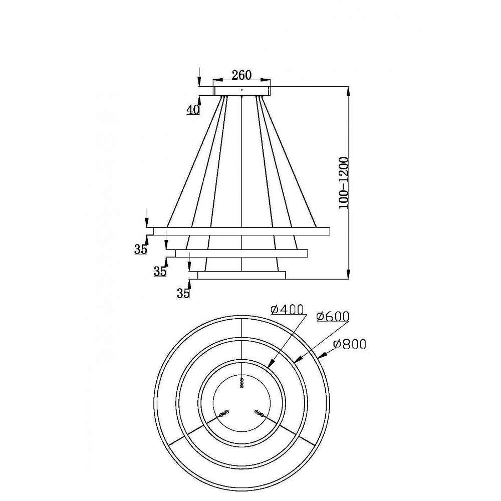 Maytoni Rim MOD058PL-L100B3K - схема с размери