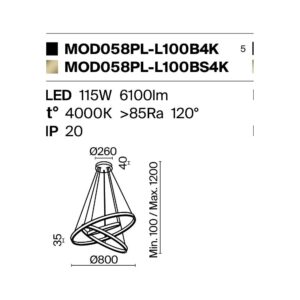 Maytoni Rim MOD058PL-L100B4K - схема с размери