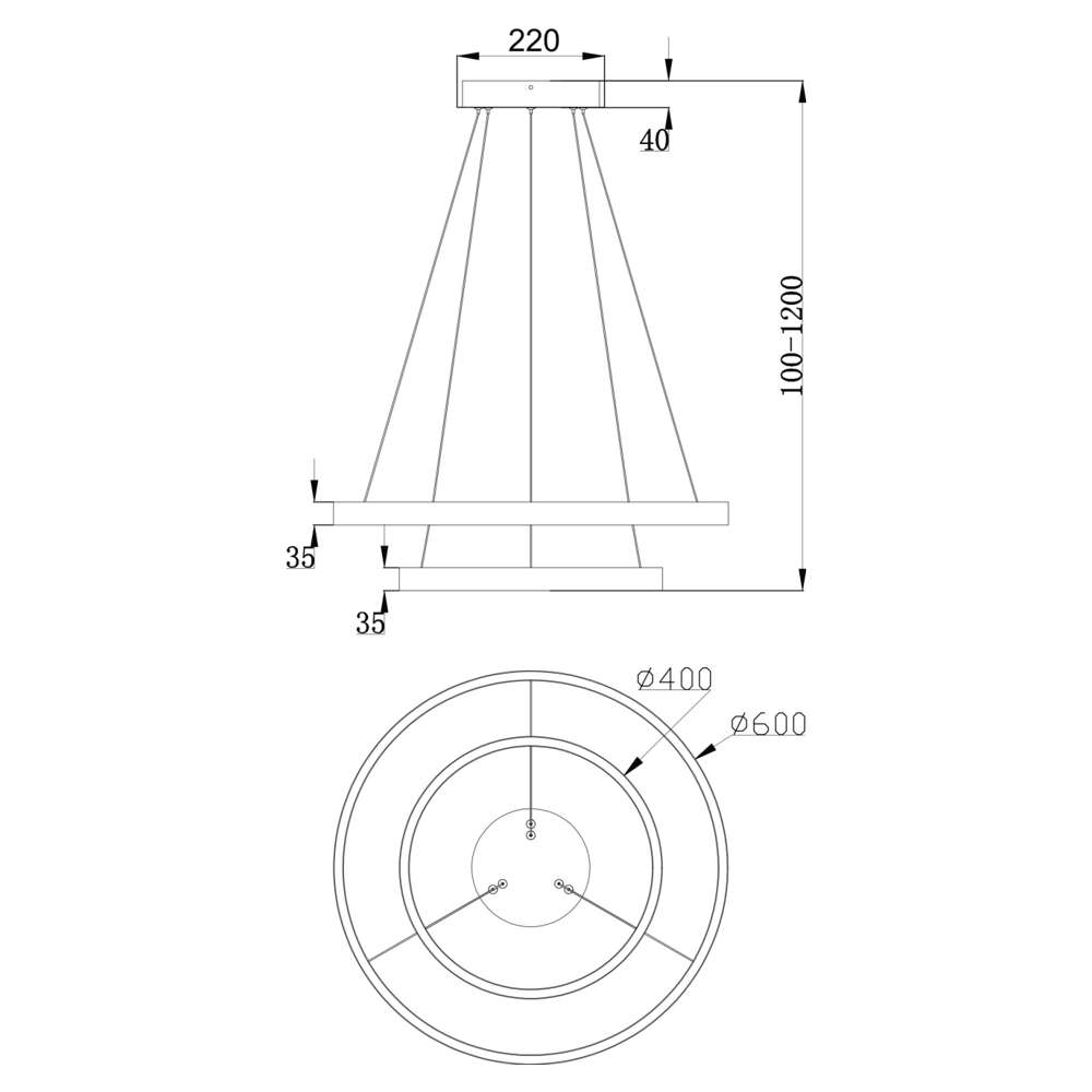 Maytoni Rim MOD058PL-L55B3K - схема с размери
