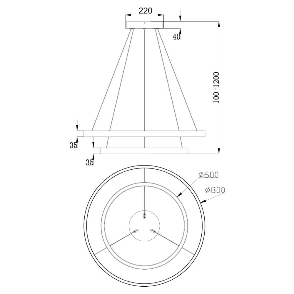 Maytoni Rim MOD058PL-L74BS4K - схема с размери