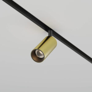 LED прожектор Maytoni Exility Focus LED TR032-2-5W3K-M-BBS, в месингов цвят, общ изглед върху релсата
