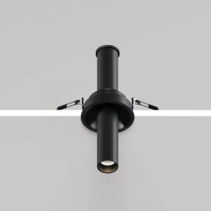 Maytoni Focus T C140RS-L200-7W3K-B - изглед на изтеглянето и пружинния монтаж LED спот за вграждане Maytoni Focus T C140RS-L200-7W3K-B, черен, изглед на изтеглянето и пружинния монтаж