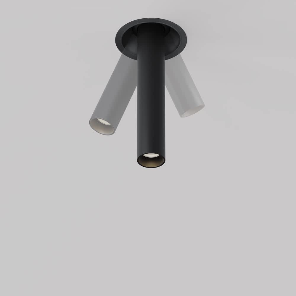 LED спот за вграждане Maytoni Focus T C140RS-L200-7W3K-B, черен, изглед на наклона на цилиндричния корпус