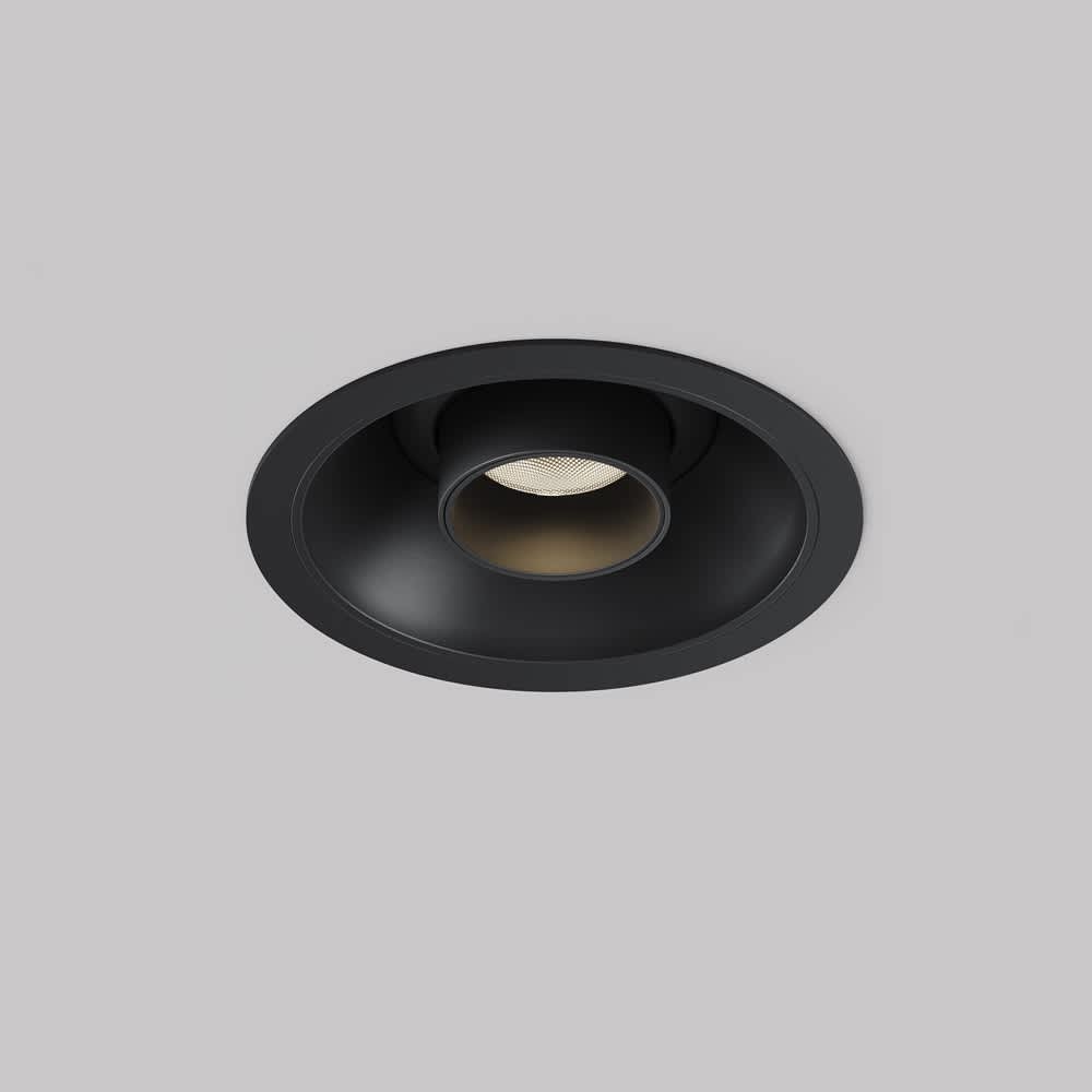 LED спот за вграждане Maytoni Focus T C140RS-L200-7W3K-B, черен, изглед с прибран цилиндричен корпус