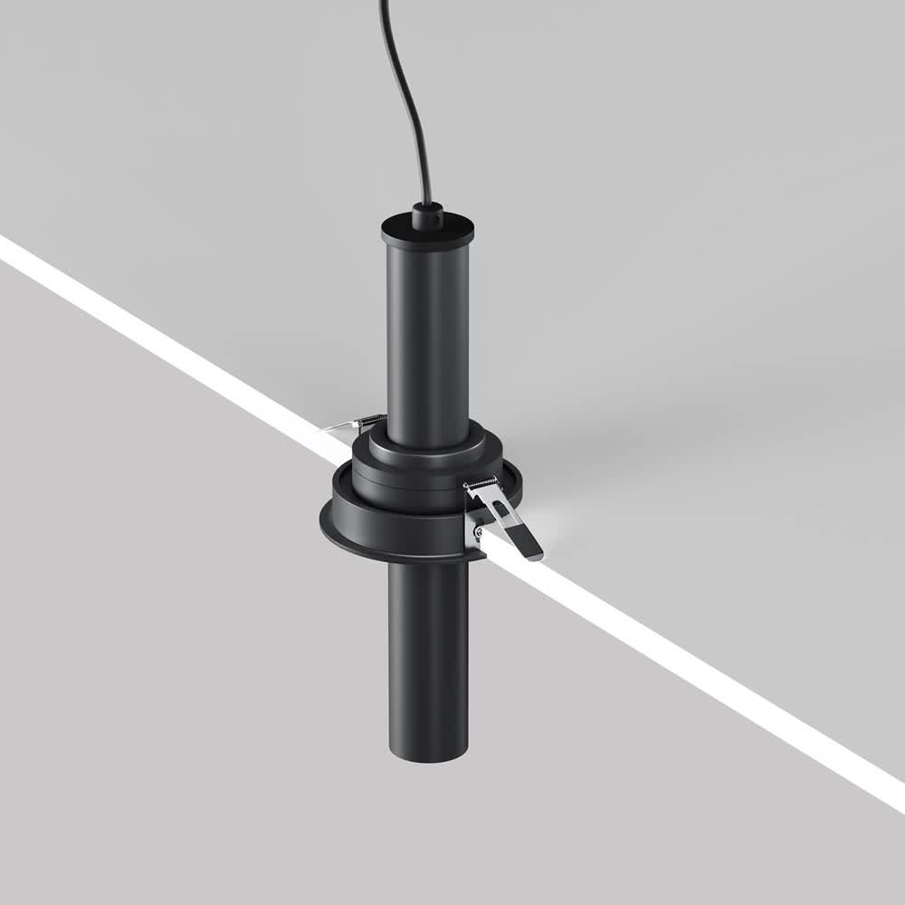 LED спот за вграждане Maytoni Focus T C140RS-L200-7W3K-B, черен, детайл на кабела и пружинното закрепване
