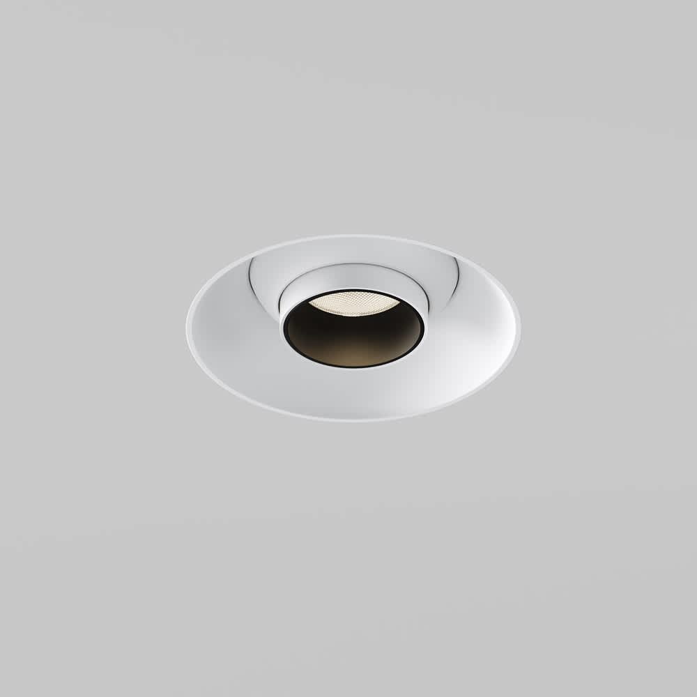LED спот за вграждане Maytoni Focus T C140TRS-L200-7W3K-W, бял, изглед с прибран цилиндричен корпус