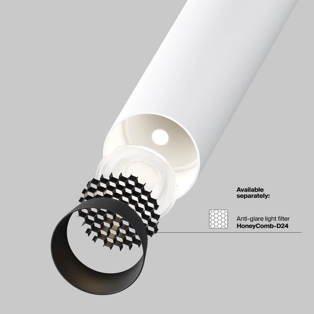 LED спот за вграждане Maytoni Focus T C140TRS-L200-7W3K-W, бял, схема на отделно предлагания филтър HoneyComb-D24