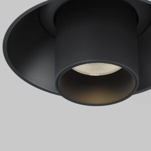 LED спот за вграждане Maytoni Focus T C140TRS-L300-7W3K-B, черен, детайл на оптиката и черната вътрешна основа