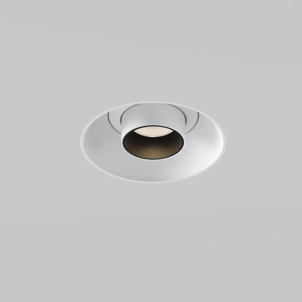 LED спот за вграждане Maytoni Focus T C140TRS-L300-7W3K-W, бял, изглед с прибран цилиндричен корпус