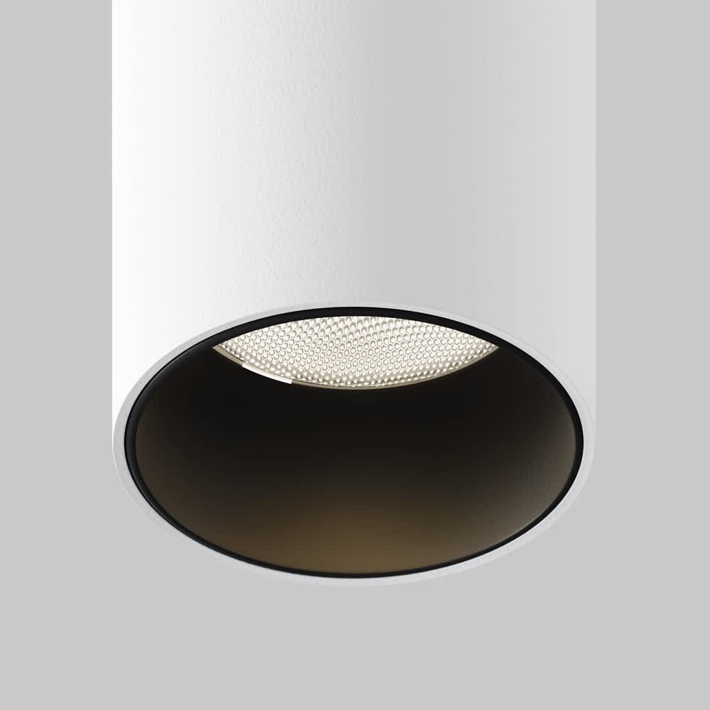 LED спот за вграждане Maytoni Focus T C141RS-L125-6W3K-W, бял, детайл на оптиката и белия цилиндричен корпус