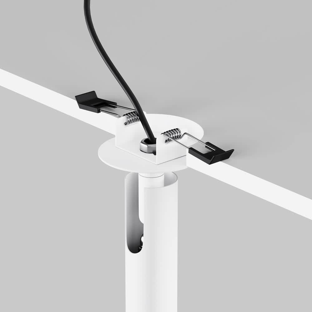 LED спот за вграждане Maytoni Focus T C141RS-L125-6W3K-W, бял, детайл на кабела, пружините и вградената основа