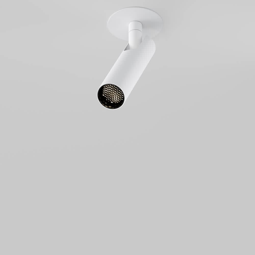 LED спот за вграждане Maytoni Focus T C141RS-L125-6W3K-W, бял, изглед с поставен допълнителен филтър тип пчелна пита