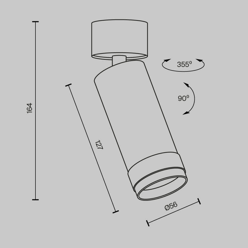 LED спот за повърхностен монтаж Maytoni Focus Zoom C055CL-L12W3K-Z-W 12W 3000K Ø5,6 см бял - схема с размери